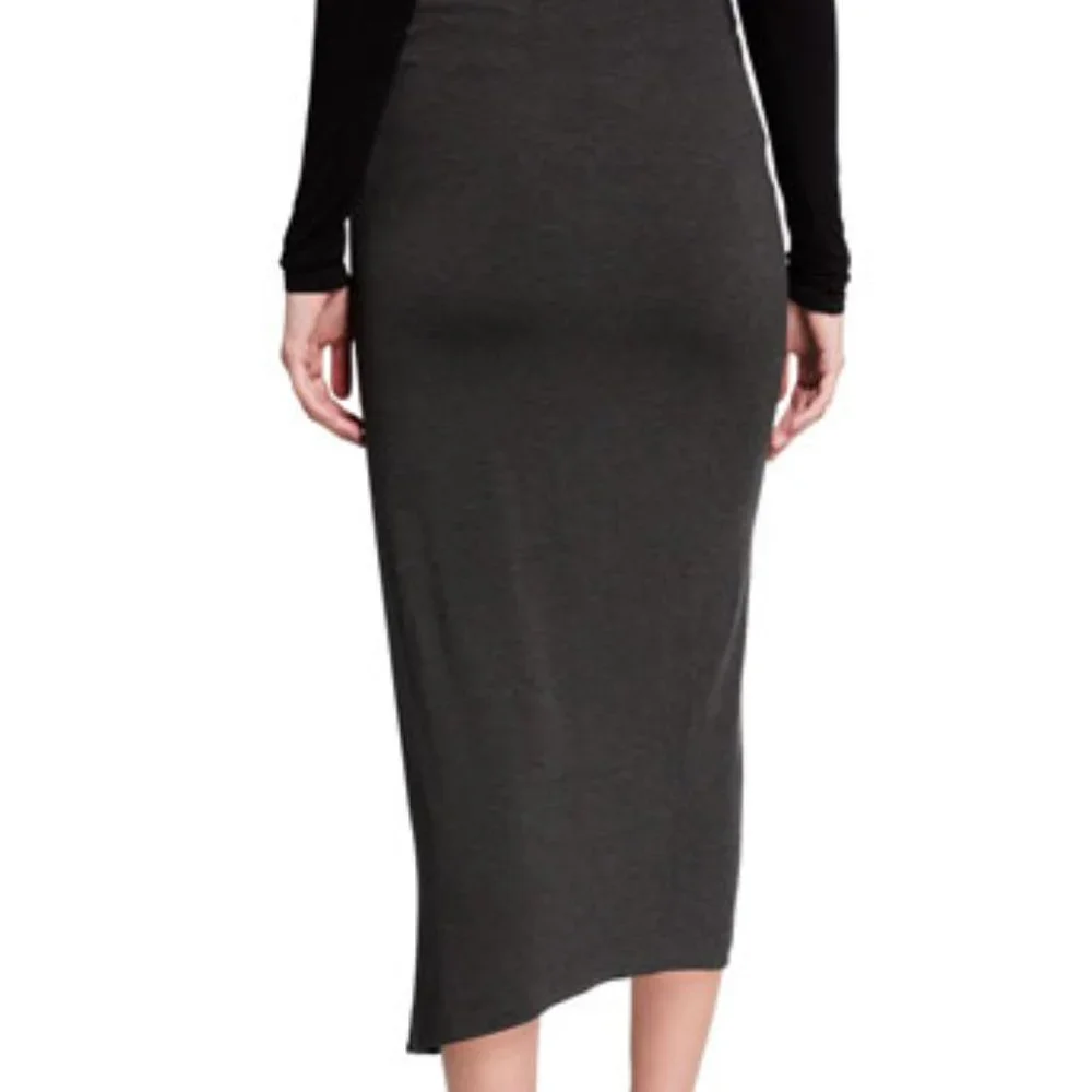 MAJESTIC FILATURES Tulip Skirt Midi in Gray Flannel Size Large Brand New NWT - Picture 3 of 3